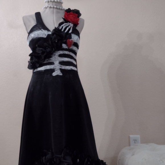 women's high low Halloween Day of the dead dress junior Sz 11 - Picture 2 of 8